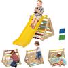 AIYAPLAY Gioco Arrampicata Bambini con Triangolo Montessori 5 in 1 con Corda, Scivolo e Sacchi, in Legno, 119x63x61 cm | Aosom Italy