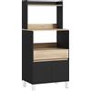 HOMCOM Mobile porta microonde con armadio, cassetto e mensola superiore, Buffet da cucina, 60 x 40 x 131 cm, Quercia e nero | Aosom Italy