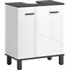 HOMCOM Mobile Sotto Lavabo con 2 Ante e Ripiano Regolabile, 60x34x70 cm, Bianco Lucido | Aosom Italy