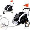 PawHut Rimorchio 2-in-1 per Bici e Jogging, Passeggino Pieghevole per Cani Piccoli e Medi, Fino a 20 kg, Bianco | Aosom Italy