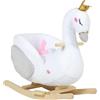 AIYAPLAY Gioco a Dondolo, Cigno a Dondolo con Ninna Nanna e Imbottitura Soffice, per Bambini 1,5-3 Anni, Struttura in Legno, 65x40x68 cm, Bianco | Aosom Italy