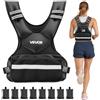 VEVOR Giubbotto Zavorrato con Pesi per Allenamento, Gilet Zavorrato con 8 Sacchetti Peso Regolabile 10,89-18,26 kg Allenamento Fisico Resistenza Fitness con Strisce Riflettenti, Forza, Corsa, Jogging
