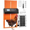 VEVOR Porta per Pollaio Alimentata a Energia Solare e a Batteria con Display LCD, Telecomando, Sensore di Luce e Timer, Sicurezza Anti-pizzicamento, per Pollaio in Lega di Alluminio, Arancione