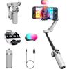 AOCHUAN Smart X2 Stabilizzatore cardanico per smartphone a 3 assi con luce di riempimento RGB, asta di prolunga integrata, cardano con schermo OLED per registrazione video su iPhone, X2 KIT bianco