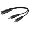 Goobay 50472 Cavo Adattatore Audio a Y da 3.5mm, 1 Presa Stereo a 2 Connettori Mono, Nero, 0.2m Lunghezza del Cavo