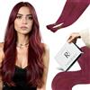RUNATURE Extension Capelli Veri Cheratina I Tip 20strands 55cm 25g #Burg | Extension Capelli Veri Cheratina I Tip Rosso,Dritto,Lisci,Invisibile