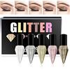 Erinde Eyeliner, set di eyeliner con glitter liquido, argento e oro metallizzato, con brillantini, per il trucco degli occhi, a lunga durata, luminous shimmer