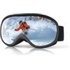 OulQinyhome Maschera da Sci Occhiali da Sci - Maschera Sci Doppia Lente Anti-Appannamento Design Sferico Uomo Donna e Adolescenti Compatibile con Occhiali da Vista (Nero Argento)