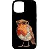 Robin Bird Outfit Custodia per iPhone 15 Grafica divertente con pettirosso con gli occhiali
