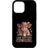 Cow Coffee Humor Mood Custodia per iPhone 12 Pro Max Umorismo occidentale del caffè Cowgirl della batteria scarica