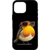 Robin Bird Outfit Custodia per iPhone 16 Pro Max Grazioso uccello con occhiali per gli amanti di pettirossi e piume