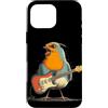 Rocking Robin Bird Outfit Custodia per iPhone 16 Pro Max Costume da pettirosso canto con chitarra elettrica e piuma