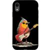 Rocking Robin Bird Outfit Custodia per iPhone XR Grumpy Robin Bird con chitarra elettrica per gli amanti delle piume