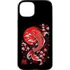 Vintage Japanese Koi Fish Nishikigoi Flo Custodia per iPhone 15 Plus Giapponese Koi Fish Cherry Blossom Nishikigoi Red Sun Graphic