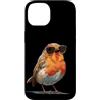 Robin Bird Outfit Custodia per iPhone 14 Occhiali da sole per gli amanti di pettirossi e piume