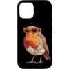 Robin Bird Outfit Custodia per iPhone 12/12 Pro Grafica divertente con pettirosso con gli occhiali