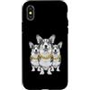 Cool 3 Hip Hop Trio Street Gold Chain Fu Custodia per iPhone X/XS Corgi Dog Rap Old School Retro Streetwear anni '80 '90 Tre