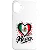 Mexico Travel Heart Co Custodia per iPhone 16 Plus I Love Mexico Vacation Travel Heart Flag design messicano