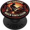 Retro Music Accessories Art Gifts for Wo Fun Groove Rock Vinyl Club, collezione di dischi di musica vintage PopSockets PopGrip Adesivo