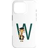 Timowo Studio Custodia per iPhone 16 Pro Giraffa Diploma Lettera W Alfabeto Animale