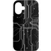 Monochrome Data Grid Custodia per iPhone 16 White Circuit Scheda Madre Gamer Tech Grafica Estetica