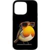 Robin Bird Outfit Custodia per iPhone 15 Pro Max Grazioso uccello con occhiali per gli amanti di pettirossi e piume