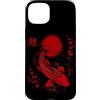 Vintage Japanese Koi Fish Nishikigoi Flo Custodia per iPhone 15 Plus Giapponese Koi Fish Cherry Blossom Nishikigoi Red Sun Graphic