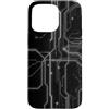 Monochrome Data Grid Custodia per iPhone 15 Pro Max White Circuit Scheda Madre Gamer Tech Grafica Estetica