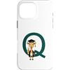 Timowo Studio Custodia per iPhone 16 Pro Max Giraffa Diploma Lettera Q Alfabeto Animale