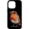 Robin Bird Outfit Custodia per iPhone 14 Pro Max Grafica divertente con pettirosso con gli occhiali