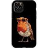 Robin Bird Outfit Custodia per iPhone 11 Pro Grafica divertente con pettirosso con gli occhiali