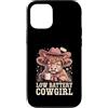Cow Coffee Humor Mood Custodia per iPhone 12/12 Pro Umorismo occidentale del caffè Cowgirl della batteria scarica