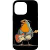 Rocking Robin Bird Outfit Custodia per iPhone 14 Pro Max Costume da pettirosso canto con chitarra elettrica e piuma