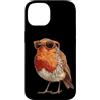 Robin Bird Outfit Custodia per iPhone 14 Grafica divertente con pettirosso con gli occhiali