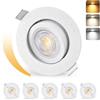 KYOTECH 3CCT Faretti LED da Incasso per Cartongesso Dimmerabile 68-75mm, 5W 550LM 230V Faretto Incasso Ultra Sottili, IP44 Faretti da Incasso Ruotabile a 45° per Bagno, Set di 6 Bianco