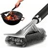 JIMYIU Kit di Pulizia per Griglie 3 in 1 - Spazzola di Alta Qualità in Acciaio Inox con Raschietto e Occhiello per Appendere, Setole Extra Lunghe per Griglie a Gas, Carbone, Elettriche e a Sfera