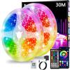 Realky Striscia LED 30M, Luci LED Cambia Colore, APP Bluetooth e Telecomando a 44 tasti, Sincronizzazione musica e timer, Decorazione strisce LED per camera da Letto, Feste (15M*2)