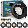 KYOTECH 3CCT Faretti LED da Incasso per Cartongesso Dimmerabile 68-75mm, 5W 550LM 230V Faretto Incasso Ultra Sottili, IP44 Faretti da Incasso Ruotabile a 45° per Bagno, Set di 6 Nero