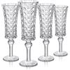 Joeyan 120ml Calice da Champagne, Set di 4 Bicchieri da Spumante con Motivo a Rombi Rilievo per Cava Prosecco, Flute Champagne in Vetro da Brindisi Decorativi per Anniversari, Matrimonio, Compleanni