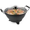 Princess Wok Elettrico Stir-Fry, 1400 watt, 7 litri e 30 cm di diametro, Ghisa, Senza BPA, Nero