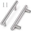 Yomiro Maniglie per Mobili da Cucina Maniglie per Armadietti Mobile Maniglie Cucina Maniglie Armadio Acciaio Inox per Cucina, Bagno, Camera da Letto, Ufficio (Distanza dei Fori 64mm, 2 Pezzi, Argento)