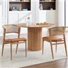 DAYALANE Set di 2 Sedie da Pranzo Retrò Sedie da Cucina in Ecopelle Sedia Imbottita in Rattan Sedie da Salotto con Gambe in Metallo per Sala da Pranzo/Soggiorno/Camera da Letto, Marrone