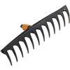 Fiskars Rastrello con 12 denti, Testa di attrezzo, Larghezza: 41 cm, Denti in plastica rinforzata con fibra di vetro, Nero/Arancione, QuikFit, 1000643