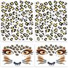 FENQURO 4 Pezzi Leopard Face Art and Tattoo Stickers Adesivi per Tatuaggi Facciali, Leopardo, Tatuaggi Temporanei, Adesivi per il Viso Glitterati, per il viso, per Feste a Tema Halloween Cosplay