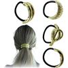 Aikeis 4 elastici per capelli in metallo, alla moda, elastici dorati, per donna, stile geometrico, coda di cavallo