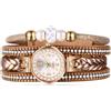 JewelryWe - Orologio da Polso da Donna Cinturino Multifili in Pelle con Zircone Lucido Bracciale da Ragazza