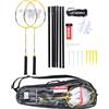 Nils-ds Kit da gioco Badminton con Racchette, Rete e Volani