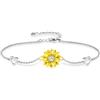 Belons - Bracciale da donna in argento Sterling 925 con zirconia, motivo girasole e cuore, bracciale per ragazze e bambini