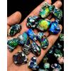 Opal Empire Opale Nero Fire Opal Grezzo Naturale Lotto 2 Pz 20-30 MM Grado Cut Dry