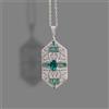 Collana Ciondolo Corto Geometrico Pizzo Incastonato Cz Verde Arte Deco Stile SA6